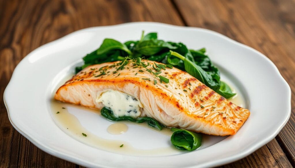 salmon and spinach dish