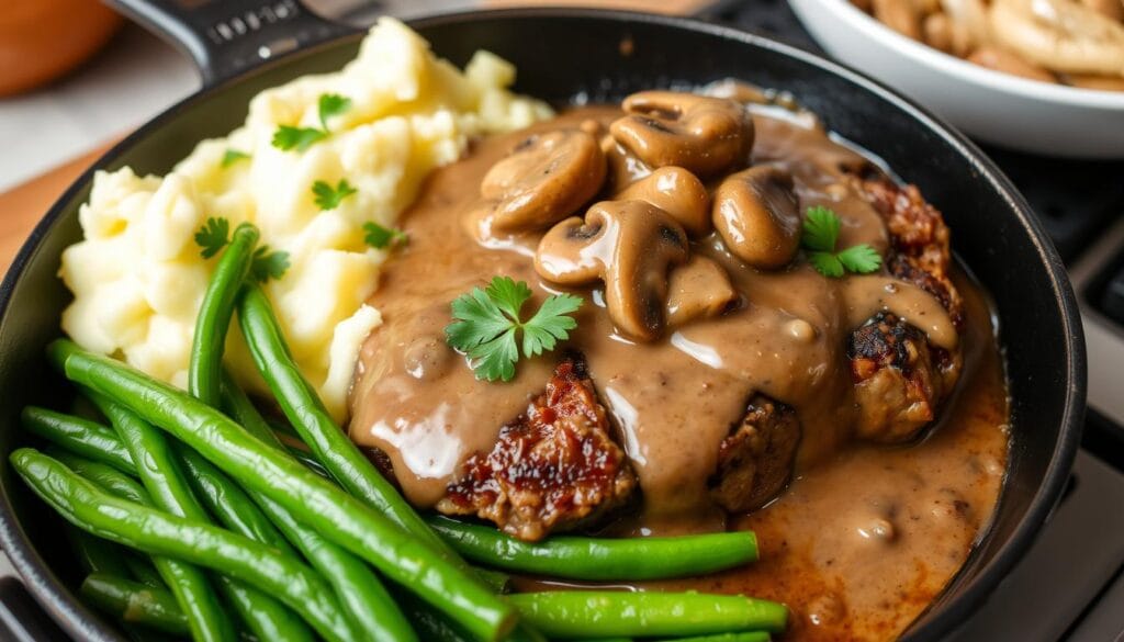 easy skillet salisbury steak dinner