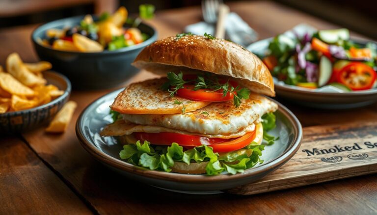 Delicious best smoked fish sandwich recipe with fresh toppings on a plate