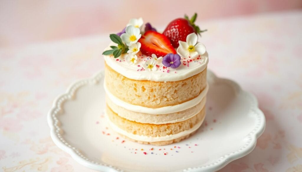 Mini vanilla sponge cake recipe for one with a soft, golden texture.