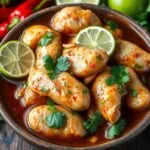 Mexican chicken marinade ingredients with spices, lime, and herbs