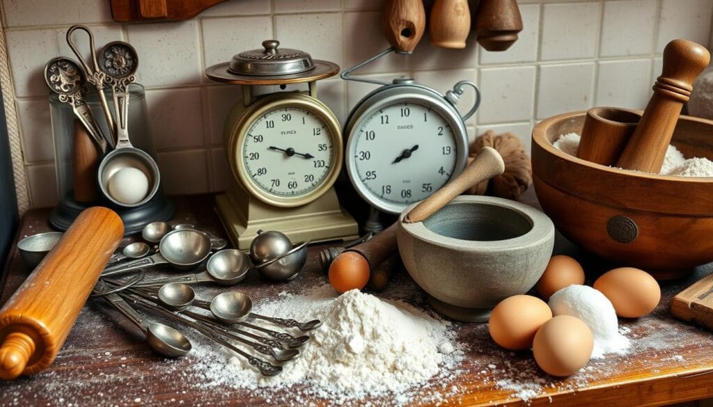 Ingredients for 18th Century Queen's Cake Recipe including butter, sugar, eggs, and spices